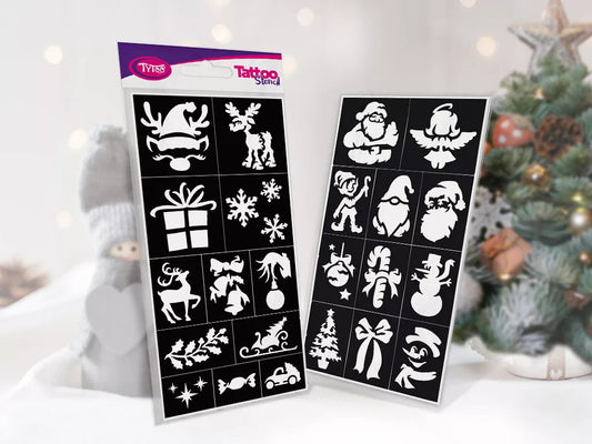 Karácsonyi testfestő sablon szett 23 db mintával csillámtetováláshoz
