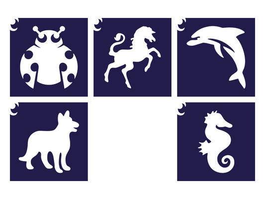 Sablonok, 5 db-os, állatos, mini (CTMS-0027)