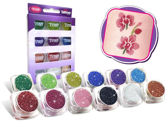 Csillámporkészlet, 12 db-os, 12x2,5 ml, alap színek