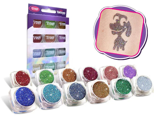 Csillámporkészlet, 12 db-os, 12x2,5 ml, multi színek