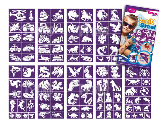 Sablonok, Beasts and Steel sablon szett, 105 sablonnal