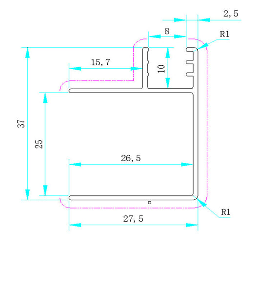 Összekötő sarokprofil zuhanykabinhoz