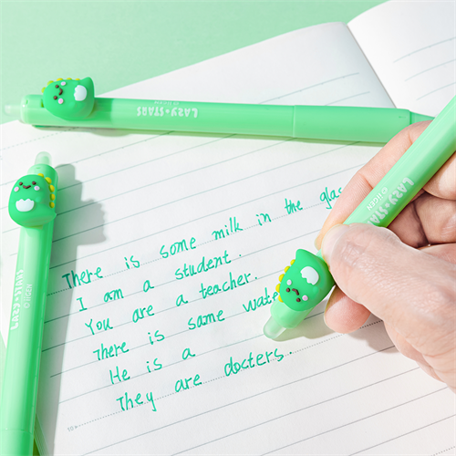 Zselés toll Lazy Stars 0,5 mm radírozható dino zöld betéttel