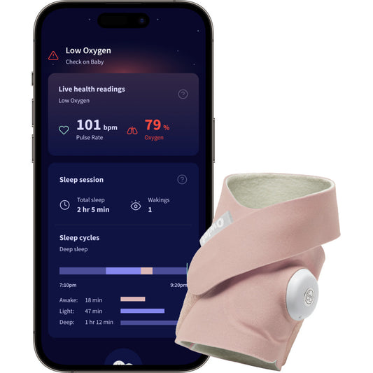 Owlet Dream Sock okos zokni 0-18 hónapig - Rózsaszín