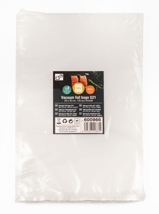 Vákuumos fólia G21 tasakok, 20 × 30 cm, 100 db, sima