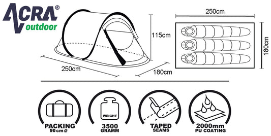 Acra BROTHER ST01 önfelállító sátor, 3 személyes