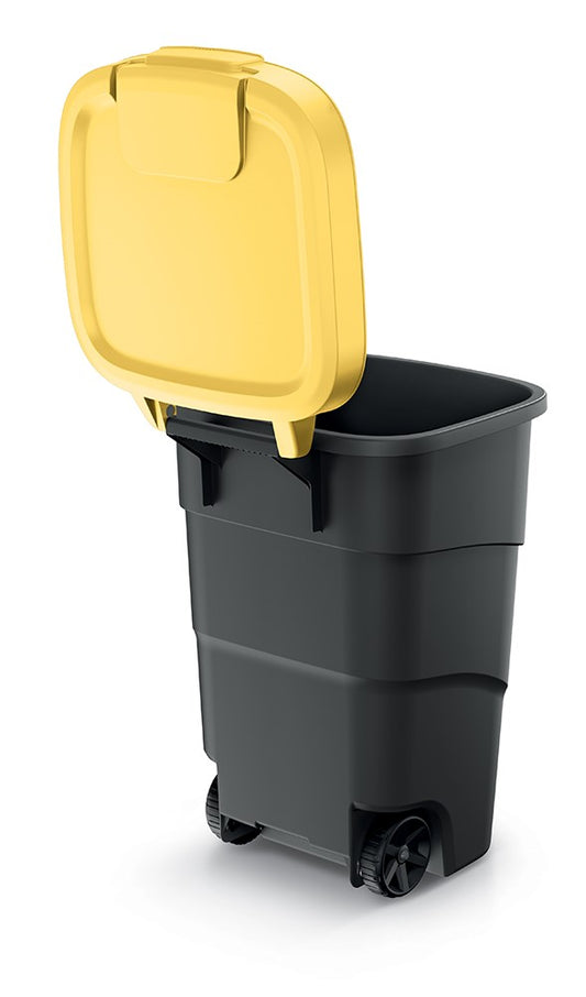 Prosperplast Wheeler 95 l szemetes kuka antracit sárga fedéllel