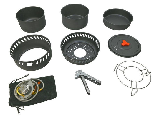 Cattara TREK étkészlet tűzhellyel, 9 részes , tartozékokkal