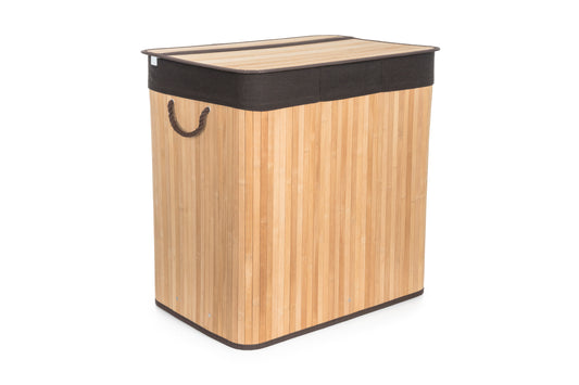 G21 szennyeskosár 150 l elválasztóval, bambusz barna kosárral