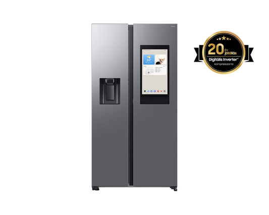 Samsung RS90F66BETEO Side-by-Side hűtőszekrény Family Hubbal 614 L, matt metál