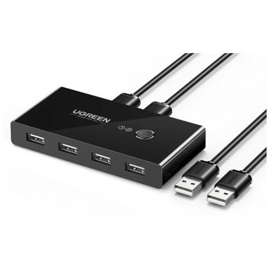 UGREEN KMP Switch USB 2.0, 4 port, 2x4, 2 USB-A bemenet 4 USB-A kimenet, 480Mbps, fekete