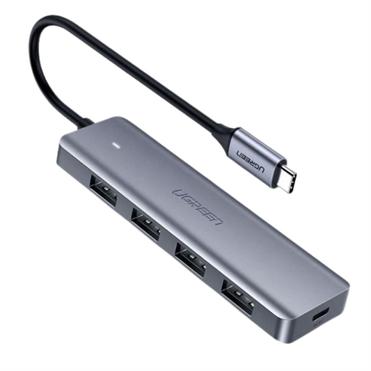 UGREEN USB 3.0 HUB 4 Port USB-C, USB-C tápellátással, szürke