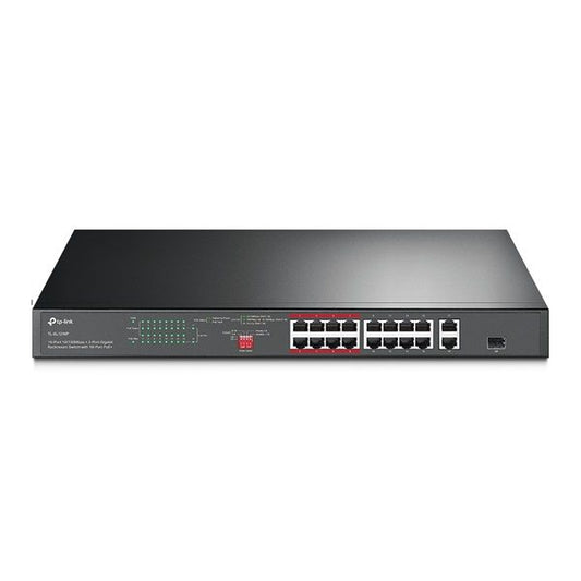 TP-LINK PoE Switch 16x100Mbps (16xPOE+) + 2x1000Mbps + 1xGigabit kombó SFP, TL-SL1218P