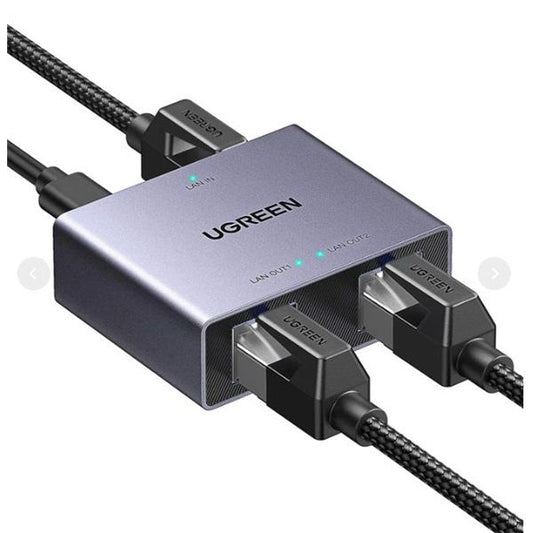 UGREEN Ethernet Splitter, Gigabit Ethernet elosztó, LAN adapter, T elosztó, 1000 Mbps, szürke