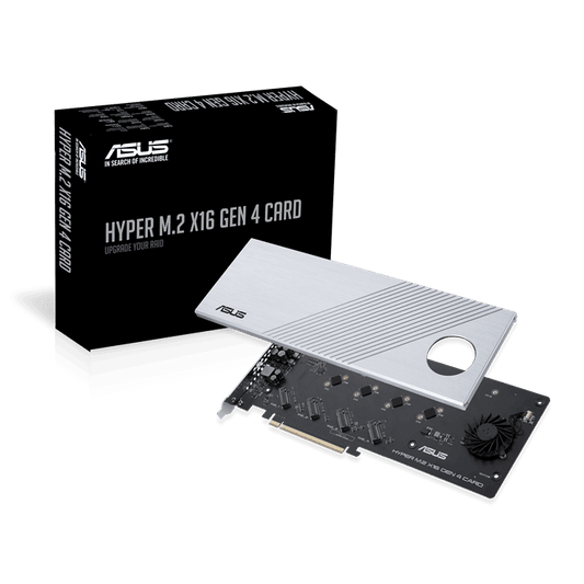 ASUS Hyper M.2 x16 Gen 4 Card (PCIe 4.0/3.0) supports four NVMe M.2 (2242/2260/2