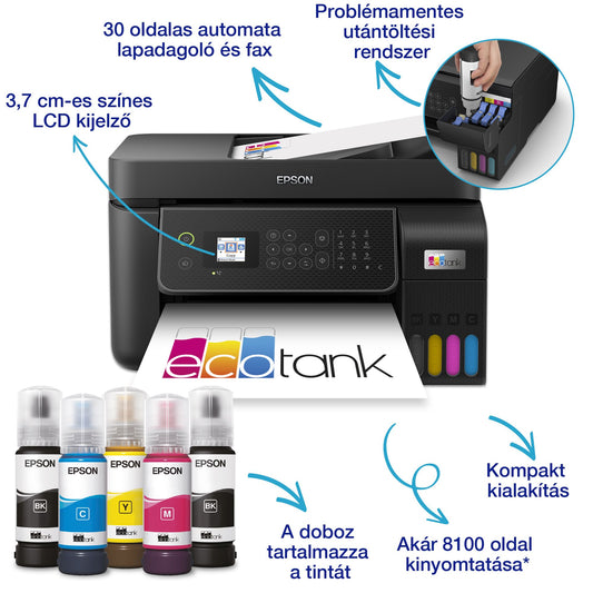 Epson Ecotank L5310 színes tintasugaras A4 4in1 MFP, ADF, Ethernet, WIFI
