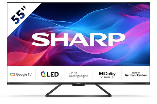 SHARP 55GR8265E 139cm-es 4K UHD 144Hz QLED Google TV harman/kardon hangszórókkal