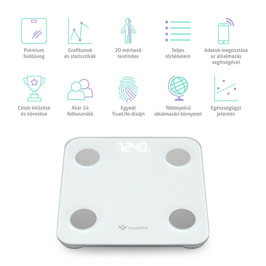 TrueLife FitScale W1 BT White Okosmérleg Fehér
