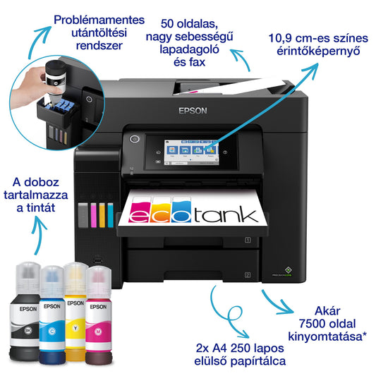 Epson EcoTank L6570 színes tintasugaras A4 MFP, DADF, duplex, LAN, WIFI, FAX