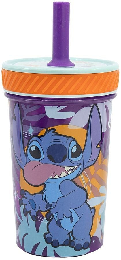 Stitch felboríthatatlan csúszásgátlós műanyag pohár szívószállal - 370ML