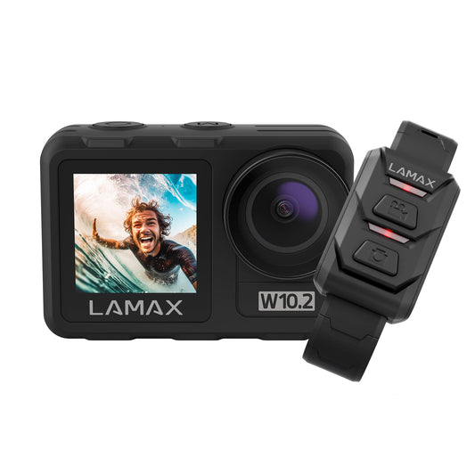 LAMAX W10.2 akciókamera, True 4K/60fps, 64MP, 2" és 1.4" kijelző, vízálló tok, W