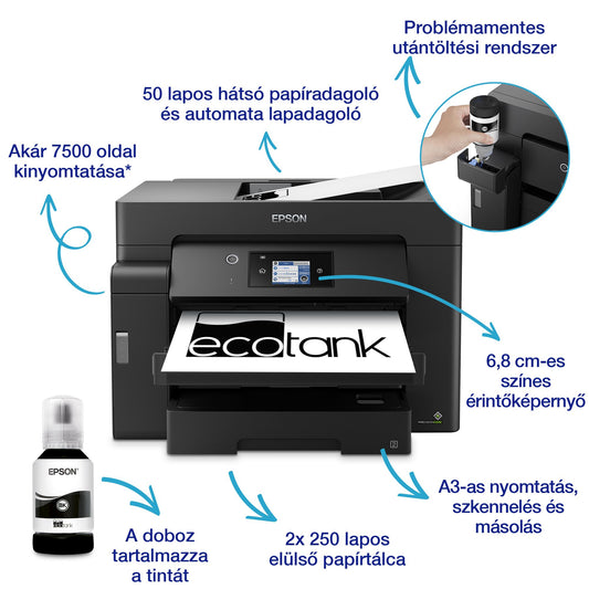 Epson M15140 mono A3 tintasugaras 3in1 MFP, duplex, ADF, Ethernet, WIFI