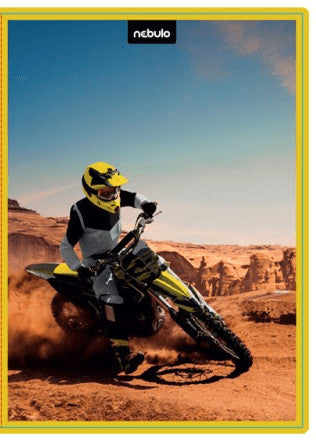 Motocross füzetbox A/4, hullámkarton, gazdaságos kivitel, Nebulo