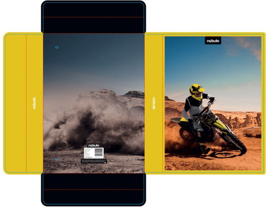 Motocross füzetbox A/4, hullámkarton, gazdaságos kivitel, Nebulo