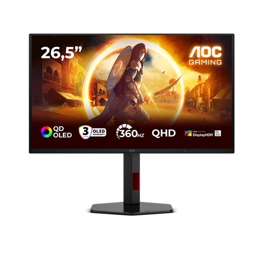 AOC OLED Gaming monitor 26,5" Q27G4SDR 2560x1440, 16:9, 1000cd/m2, 0,03ms, HDMI/DisplayPort/2xUSB,360 Hz, áll.mag.,pivot