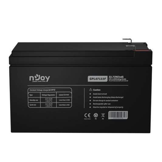 APC (NJOY) GPL07122F Akkumulátor 12V, 22.72W, gondozásmentes T2/F2