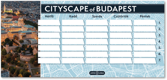 Cityscape órarend, 23x11 cm, kétoldalas