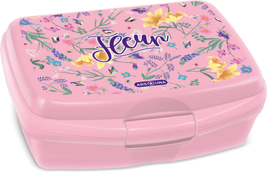 Fleur uzsonnás doboz, rózsaszín, virágos