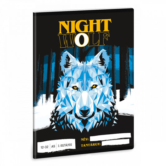 Nightwolf tűzött füzet A/5, 32 lap vonalas 3.osztály (12-32)