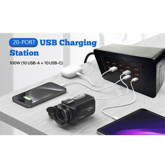 BLACKBIRD Hálózati Töltő 10xUSB-C + 10xUSB PD100W, Fekete