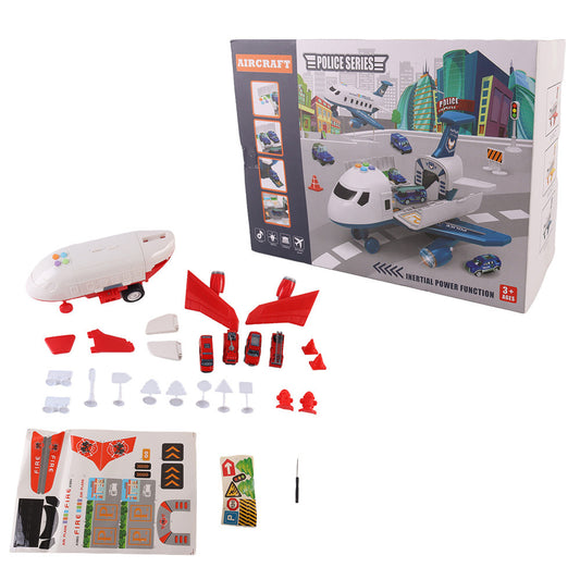 Tűzoltó szállító repülőgép, 4 tűzoltóautóval, kiegészítőkkel, fény- és hanghatásokkal