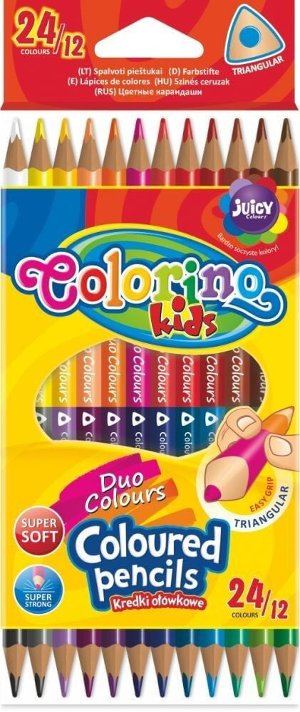 Színes ceruzakészlet 12/24, DUO (kétvégű), Colorino, háromszög test