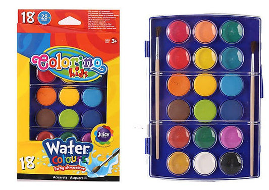 Vízfesték, 18 gombos, 28mm, Colorino