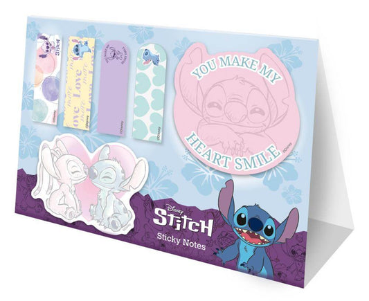 Stitch jegyzettömb-, jelölőcímke készlet, 6 db-os, asztali tartóval, You make my heart smile
