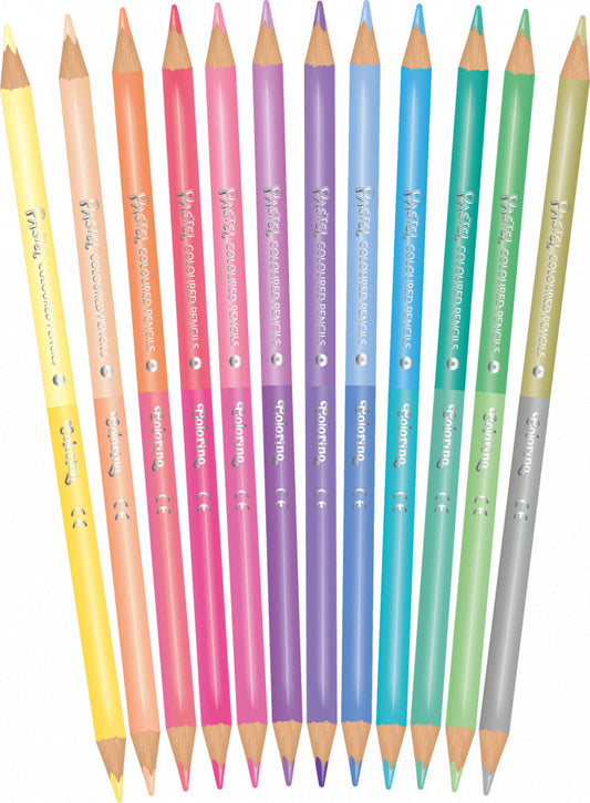 Színes ceruzakészlet 12/24, DUO (kétvégű), Colorino, pasztell, kerek