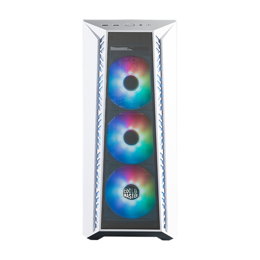 COOLER MASTER Ház Midi ATX MasterBox 520 + 3db Ventilátor + HUB,Tápegység nélkül, Üvegfalú, fehér