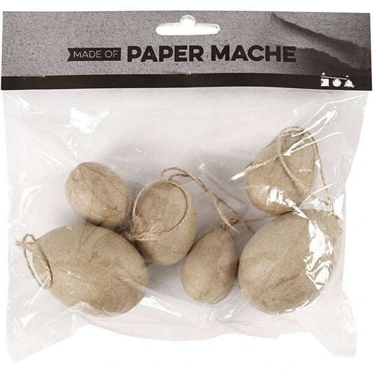 Húsvéti papírmasé tojások, 6 db/csomag, 3-4-5 cm-es