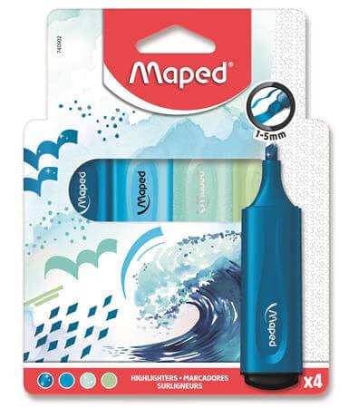 Szövegkiemelő készlet, 4 db-os, 1-5 mm, Maped Fluo Peps Assorted, többféle készlet