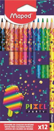 Színes ceruzakészlet 12 db-os, Maped Pixel Party, háromszög test