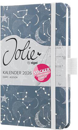 Sigel határidőnapló, A/6, heti tervező, kemény borító, 2026, Jolie, Cosmic Fantasy Blue