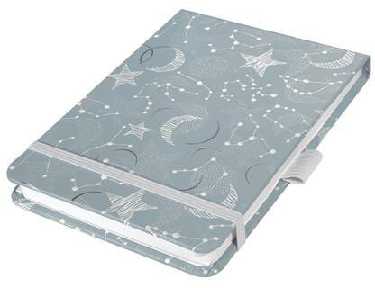Sigel Bullet Journal napló, pontrácsos jegyzetfüzet, exkluzív, 11x8cm, 79 lap, keményfedeles, Jolie Cosmic Fantasy Grey