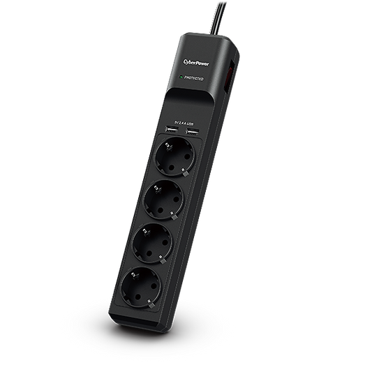 CYBERPOWER P0420SUD0-DE (4 aljzat) túlfeszültség védő elosztó és USB töltő 2 x 2.4A, 1,8m