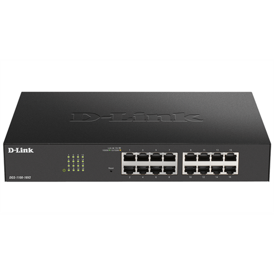 D-LINK Switch 16x1000Mbps Fémházas Asztali Menedzselhető, DGS-1100-16V2/E
