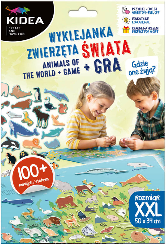 Hol élnek a világ állatai? Matricás oktató játék, Kidea