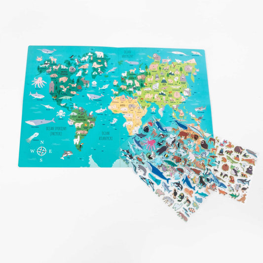 Hol élnek a világ állatai? Matricás oktató játék, Kidea