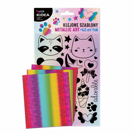 Fóliával színezhető matricás kreatív szett, állatok és édesség, Kidea